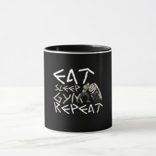 Caneca Coma uma citação engraçada no ginásio e repita