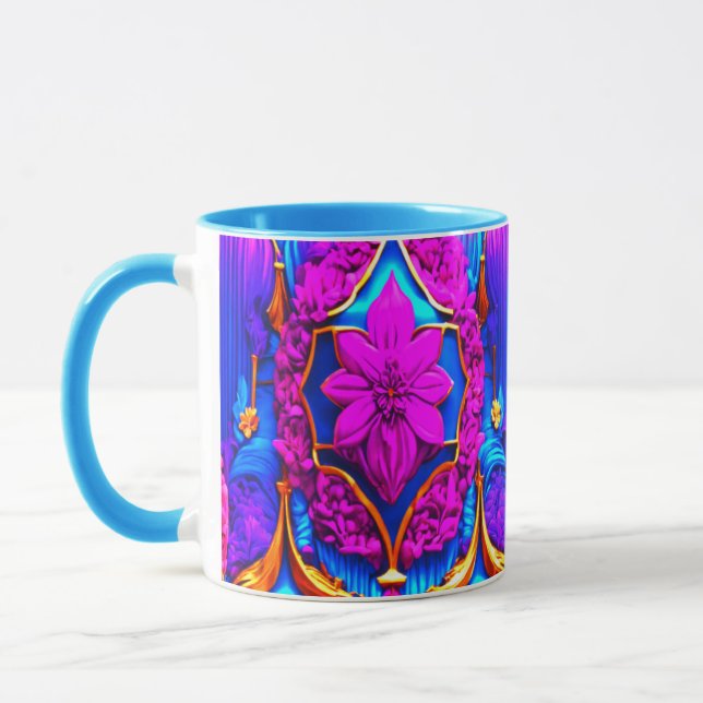 Caneca Combinação Colorida de Arte Digital 3D (Esquerda)