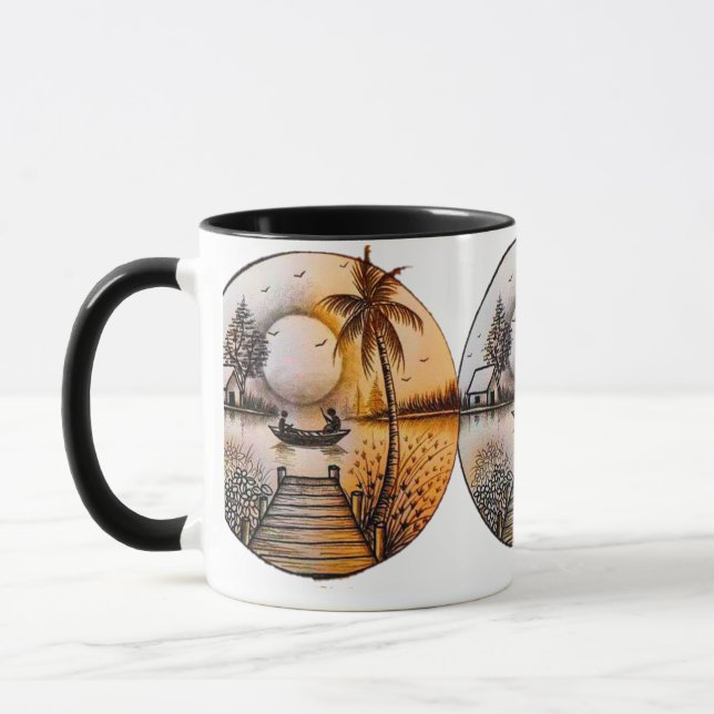 Caneca Combinação Colorida de Arte Digital 3D (Esquerda)