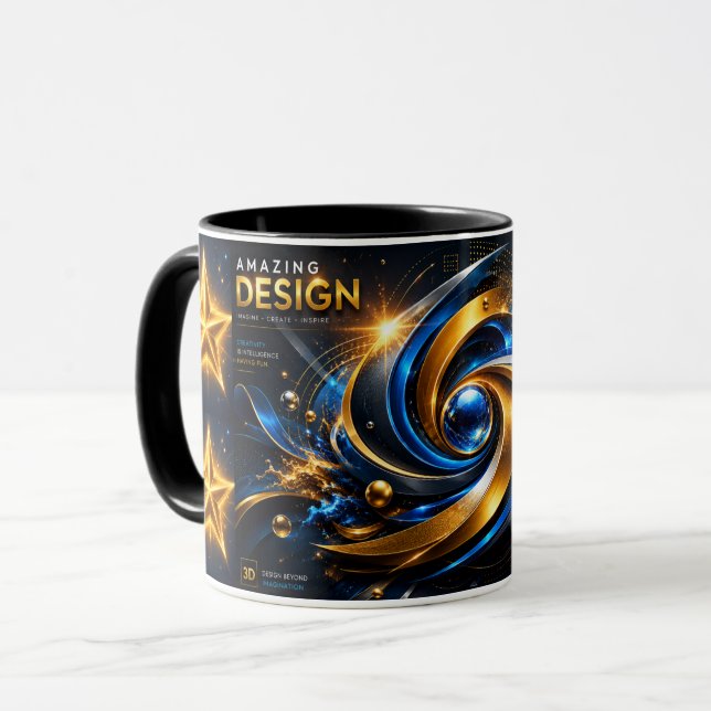 Caneca Combinação de Arte Abstrata com Explosão de Estrel (Frente Esquerda)