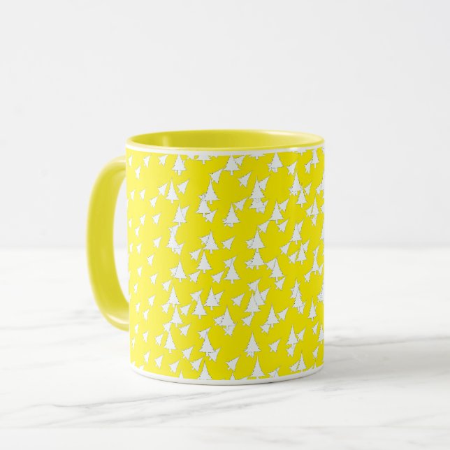 Caneca Combinação de Árvores Brancas Amarelas Sunny (Frente Esquerda)