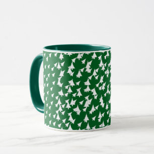 Caneca Combinação de Árvores de Férias Brancas Verde