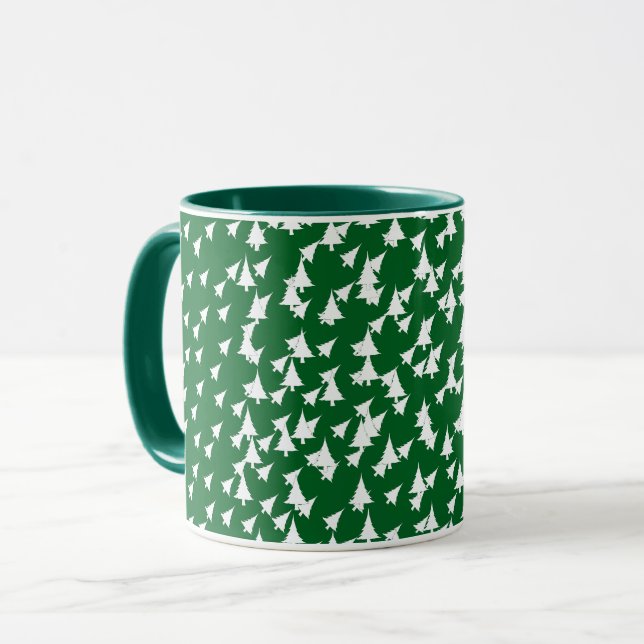 Caneca Combinação de Árvores de Férias Brancas Verde (Frente Esquerda)
