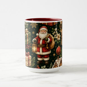 Caneca Combinação de Padrão de Natal Luxuoso Vintage