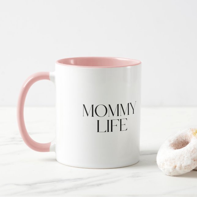 Caneca Combinação de Vida das Mamães de Tipografia Modern (Com Donut)