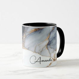 Caneca Combinação Personalizada: Preto, Branco e Dourado
