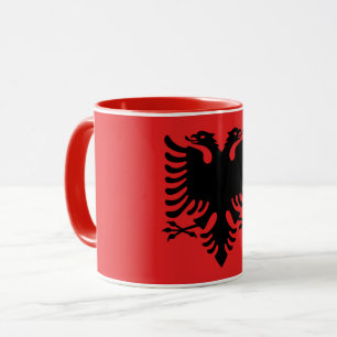Caneca combinado azul com a bandeira de Albânia