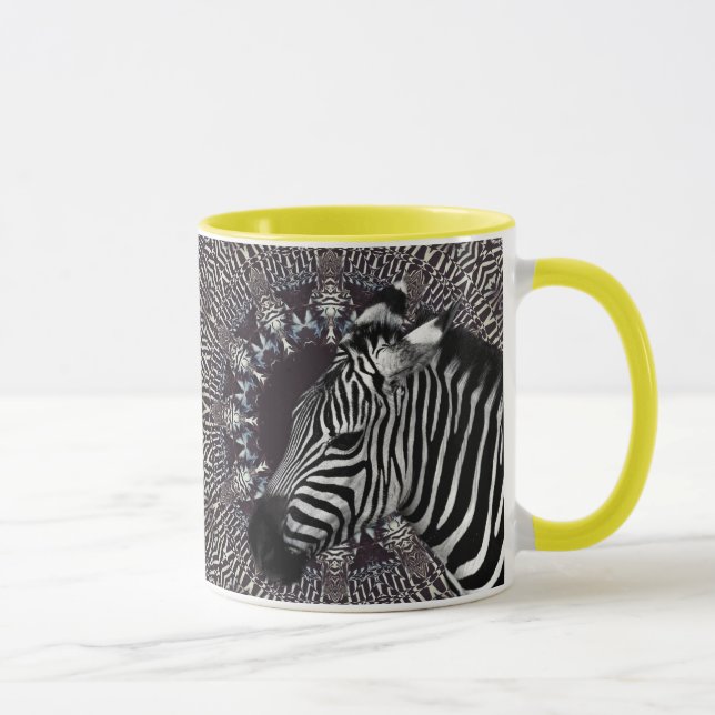Caneca combinado do amarelo da arte da zebra (Direita)
