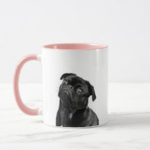 Caneca combinado do rosa bonito preto do Pug