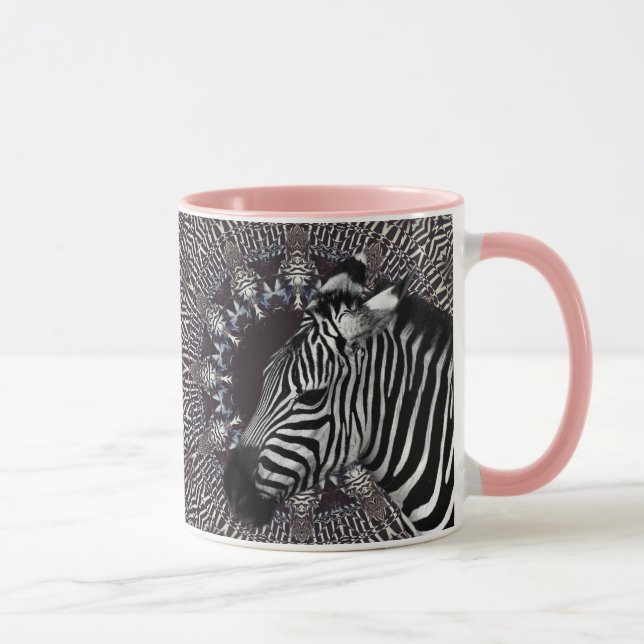 Caneca combinado do rosa da arte da zebra (Direita)