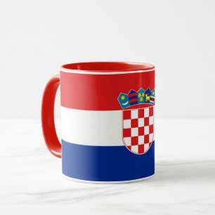 Caneca combinado preta com a bandeira de Croatia