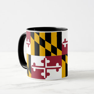 Caneca combinado preta com a bandeira de Maryland,