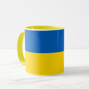 Caneca combinado preta com a bandeira de Ucrânia