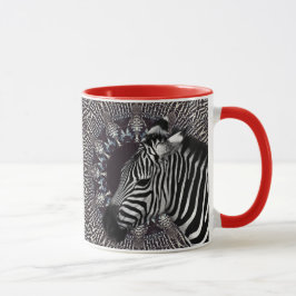 Caneca combinado vermelha da arte da zebra