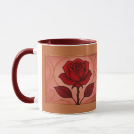 Caneca Combo Art Deco Rosa Vermelha Marrom