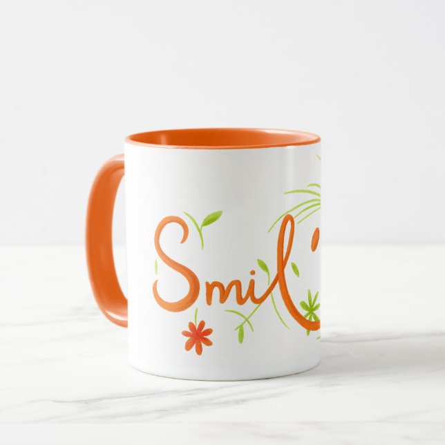 Caneca Combo | Arte de Linha Estilo Pincelada Sorr (Frente Esquerda)