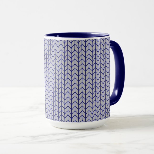 Caneca Combo Azul Cinza Tricô Navy (Frente Esquerda)