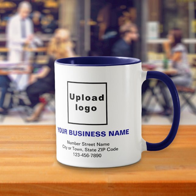 Caneca Combo Azul Marinho Marca da Empresa (Build brand name awareness. Your business brand on navy blue combo mug.)