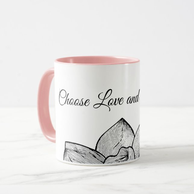 Caneca Combo Botânico Moderno "Escolha o Amor e a Bondade (Frente Esquerda)