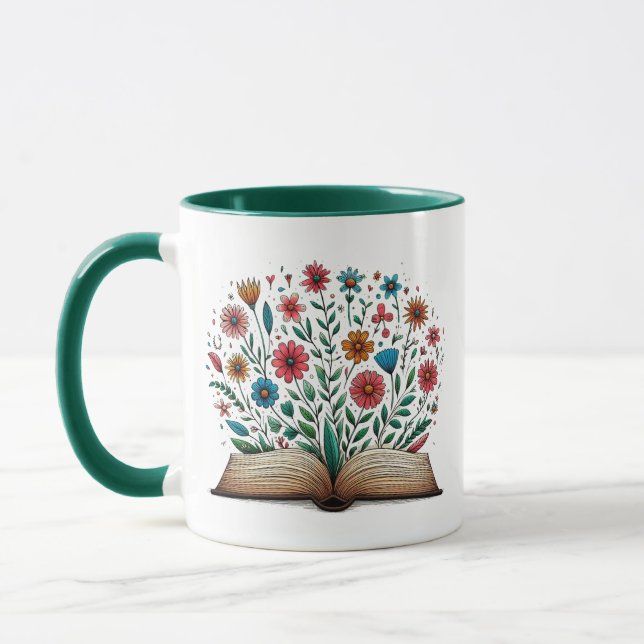 Caneca Combo cerâmico da Flor de Livro Aberto (Esquerda)