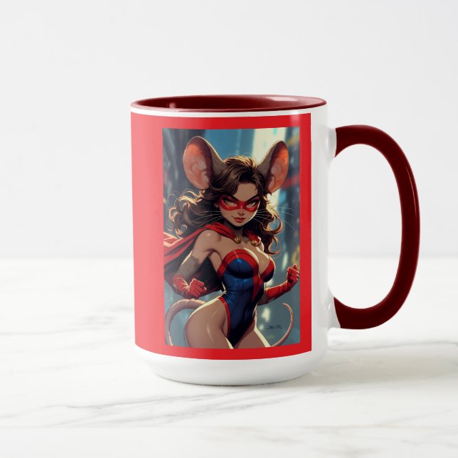 Caneca combo da SuperMouse Woman mão esquerda verm (Direita)