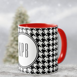 Caneca Combo de bebida de padrão de houndstooth inicial