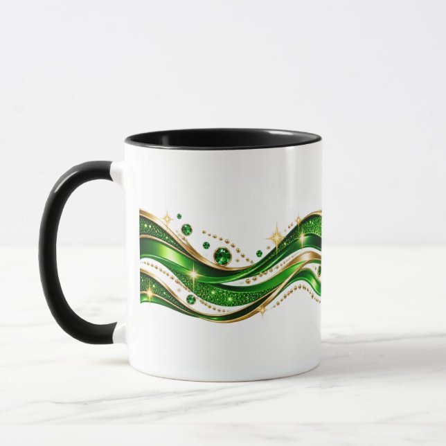 Caneca Combo de Design Ondulado Verde & Dourado El (Esquerda)