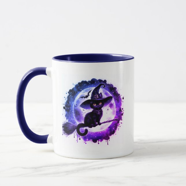 Caneca Combo de Gata Preta Bruxa de Halloween Fofo (Esquerda)