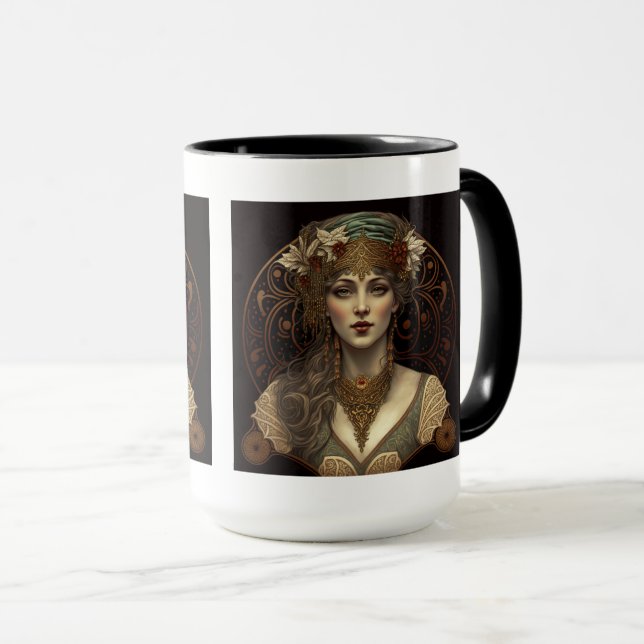 Caneca Combo de Mulher Art Nouveau, 15 oz  (Frente Esquerda)