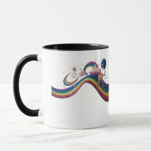 Caneca Combo Glitter Arco-Íris Sonho Cósmico Onda