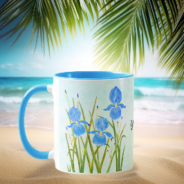 Caneca Combo Íris Azuis com Texto