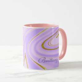 Caneca Combo Mug: com realces Dourados e roxos Elegantes