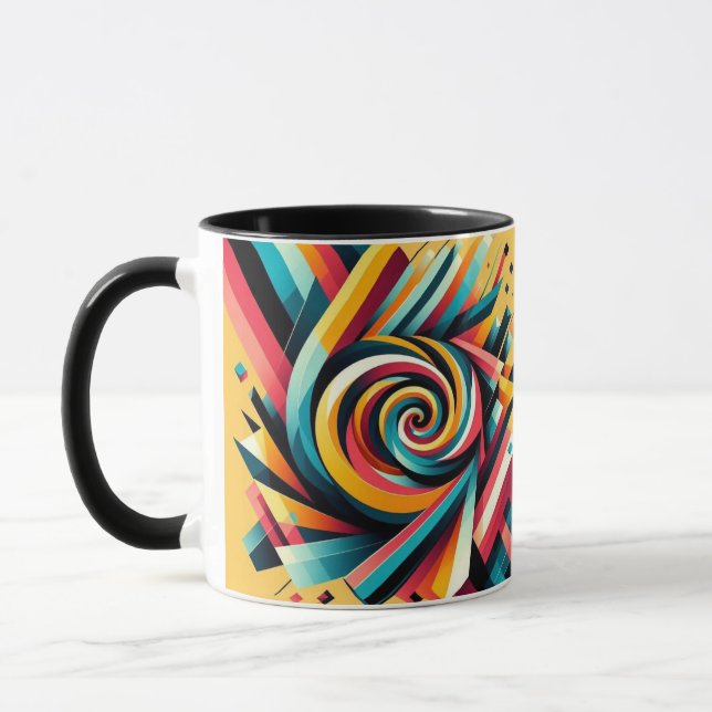 Caneca Combo Mug - Design Geométrico Colorida Espiral (Esquerda)