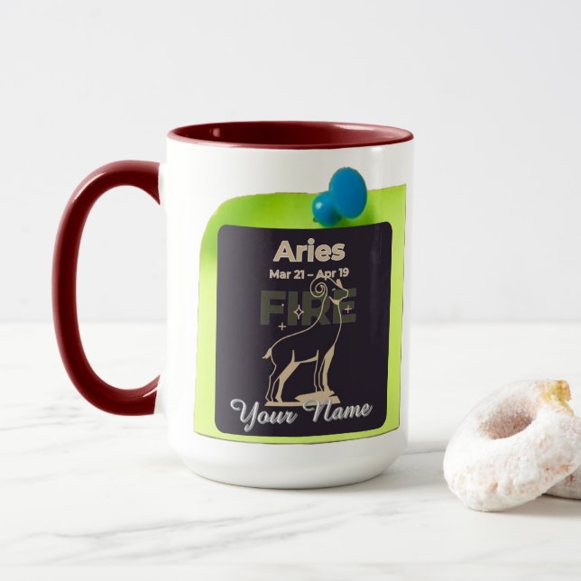 Caneca Combo Mug M01 #PinnedMyZodiac! Aries (Com Donut)