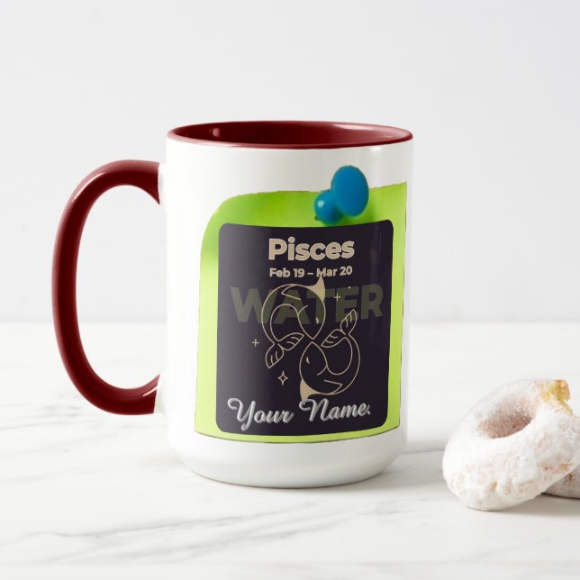 Caneca Combo Mug M12 #PinnedMyZodiac! Peixes (Com Donut)