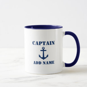 Caneca Combo Nome do Capitão de Âncora Azul ou Nome do Ba