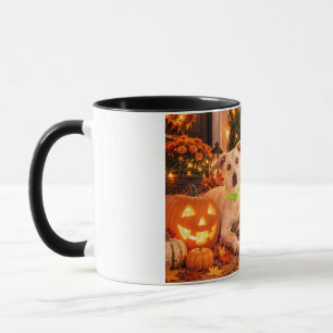 Caneca Combo Preto Feliz Halloween Cachorro Surpre