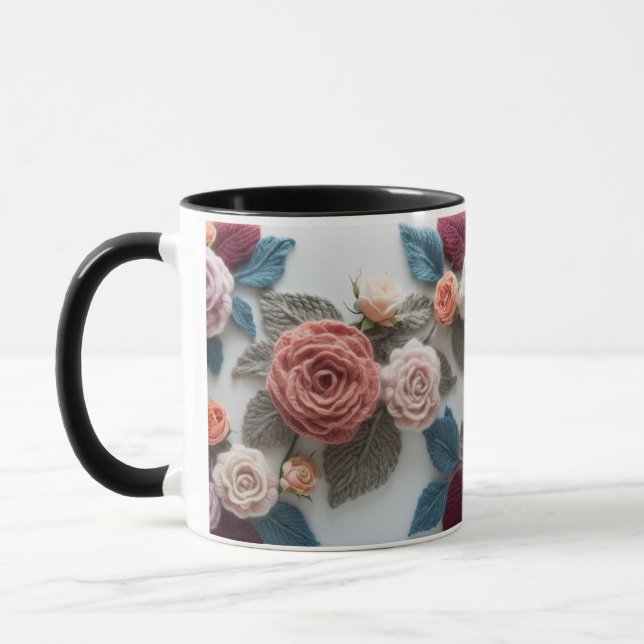 Caneca Combo Rosa de Tricô Tons Terrosos | Lã Rúst (Esquerda)