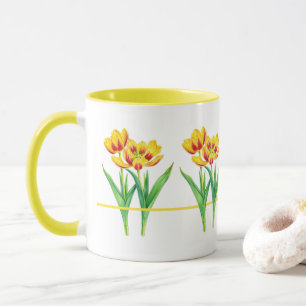 Caneca Combo Tulipas Vermelhas e Amarelas
