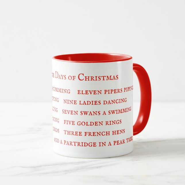 Caneca Combo Vermelha 12 DIAS LETRAS (Frente Esquerda)