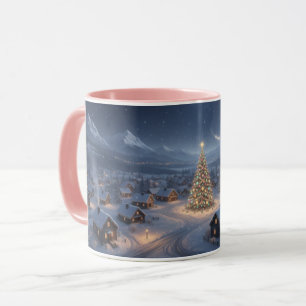 Caneca Combo Vila de Natal Nevada com Alça Rosa