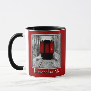 Caneca Comboio a Vapor Velho Vermelho e Preto