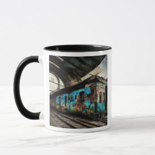Caneca Comboio abandonado com arte urbana de Grafite