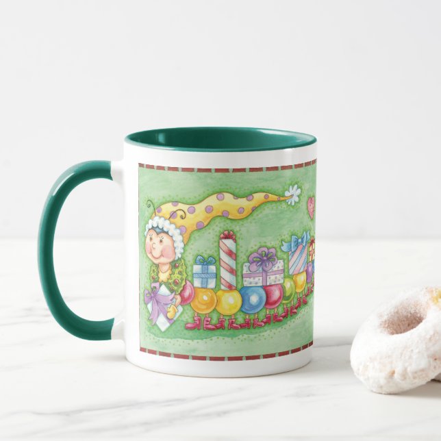 Caneca Comboio de Caternas de Natal bonito com Presentes (Com Donut)