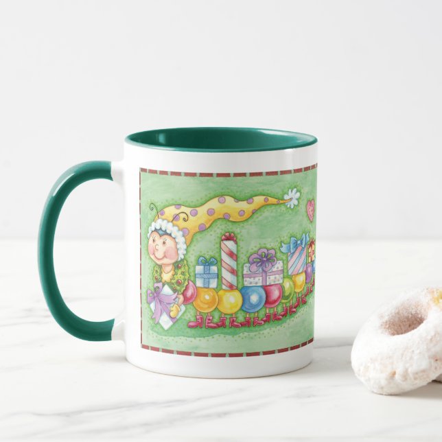 Caneca Comboio de Caternas de Natal bonito com Presentes (Com Donut)