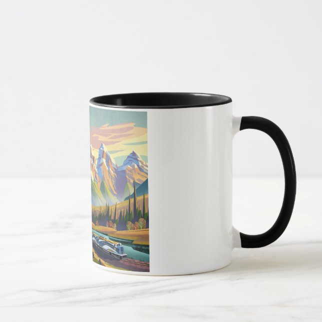 Caneca Comboio de passageiros nas montanhas (Direita)