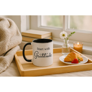 Caneca Comece com Gratidão em Tom Duplo