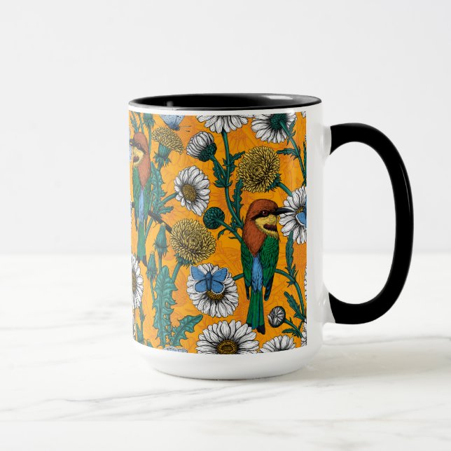 Caneca Comedores de abelhas, borboletas azuis e margarida (Direita)