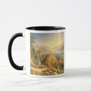 Caneca Comemorando a colheita da uva, lago Orta, norte