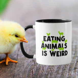 Caneca Comer animais é estranho, ativismo vegetariano